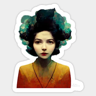 Woman with floral hair Sticker